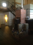 unfinished masonry heater - small bath below office- 